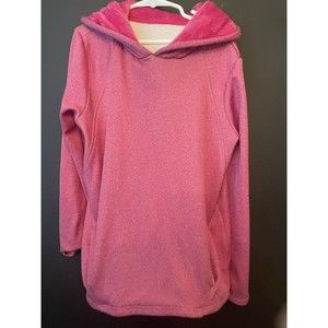 Athletic Works Girls Pink Hooded Sweatshirt Faux Fur Lined Hood 10-12